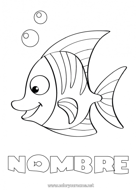 Dibujo para colorear para imprimir Animales Pescado Día de los Inocentes Animales marinos o acuáticos