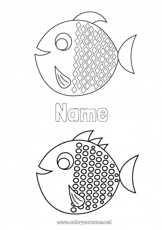 Coloring page to print Children's activities Fish April Fools' Day Marine or aquatic animals