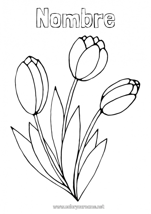 Dibujo para colorear para imprimir Flores Primavera Dibujos fáciles para colorear