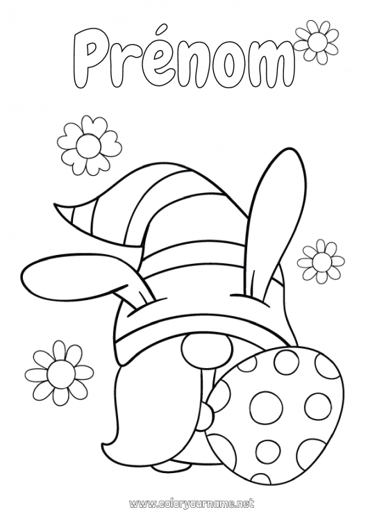 Coloriage à imprimer Gnome Oeufs de Pâques Pâques