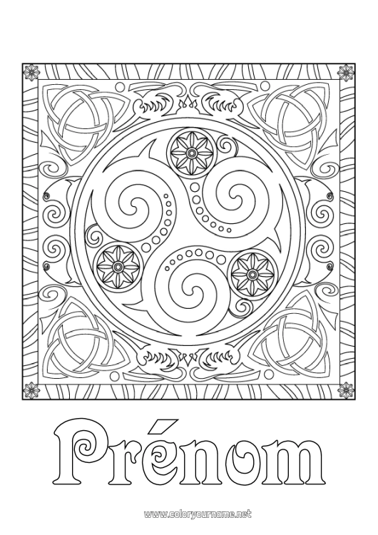 Coloriage à imprimer Mandala Irlande Fête de la Saint Patrick Triskell Celtique