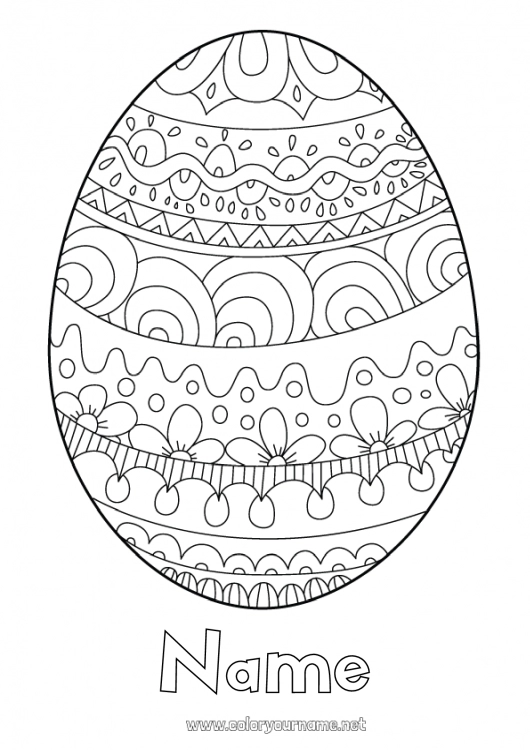 Coloring page to print Mandala Easter eggs Easter Doodle Big easter egg