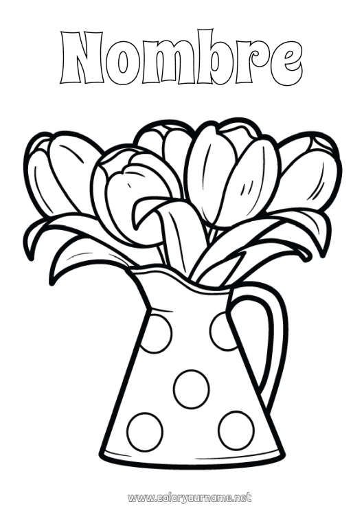 Dibujo para colorear para imprimir Flores Tulipán Dibujos fáciles para colorear