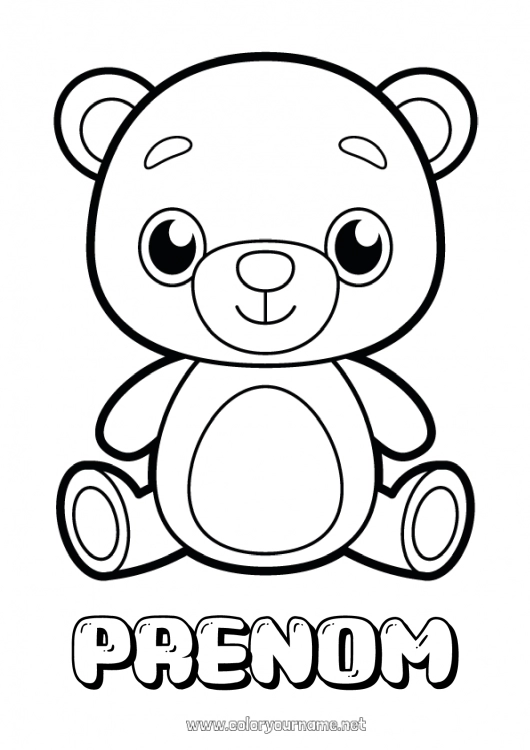 Coloriage à imprimer Ours Mignon Animal Ourson Coloriages faciles Animaux de la forêt