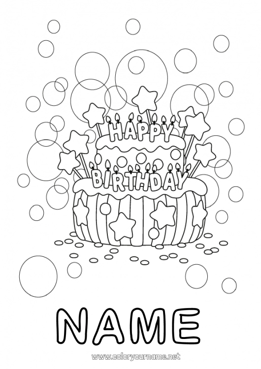 Coloring page to print Candle Cake Birthday