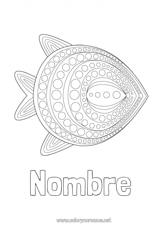 Dibujo para colorear para imprimir Animales Pescado Día de los Inocentes Dibujos intermedios para colorear Animales marinos o acuáticos