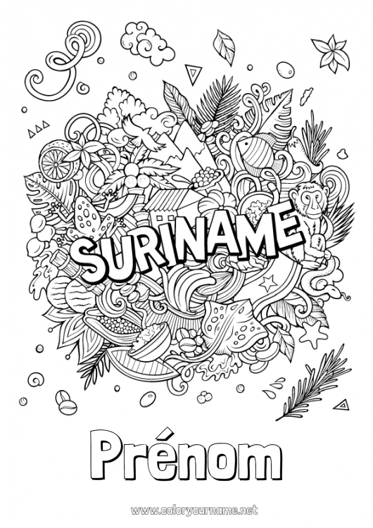 Coloriage à imprimer Géographie Symboles Coloriages complexes Pays Suriname