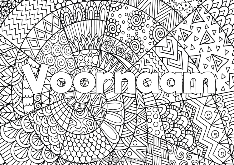 Kleurplaat om af te drukken Rustig en zen Kunst Mandala Gedecoreerde naam Zentangle