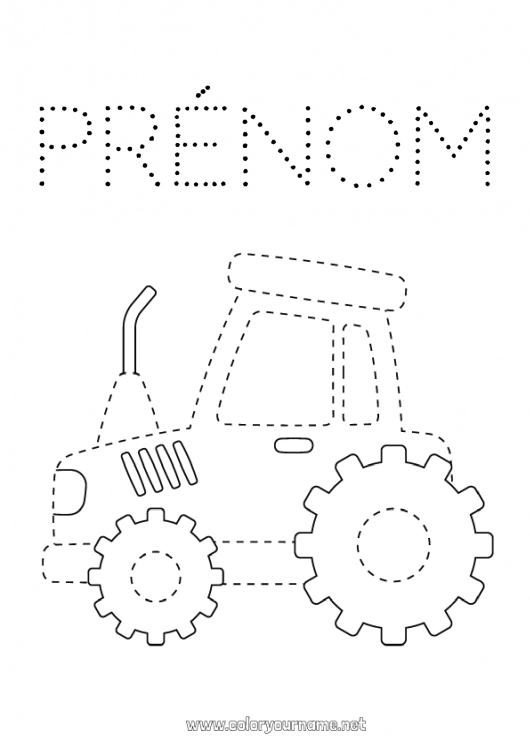 Coloriage à imprimer Véhicules Activités enfants Points à relier Tracteur Véhicules de la ferme Ferme Coloriages faciles Trace et colorie Métiers de la ferme