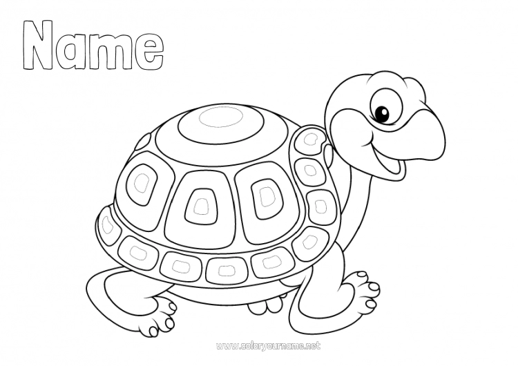 Coloring page to print Cute Turtle Animal Reptiles