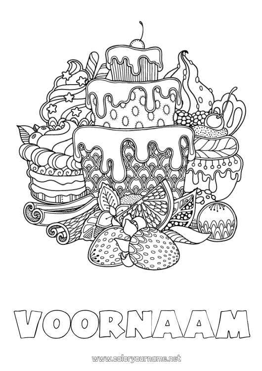 Kleurplaat om af te drukken Taart Verjaardag Mandala