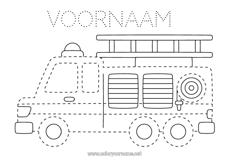 Kleurplaat om af te drukken Voertuigen Activiteiten voor Kinderen Brandweerman Eenvoudige kleurplaten Trace et colorie Brandweerwagen Nood- en hulpvoertuigen Veiligheidsberoepen