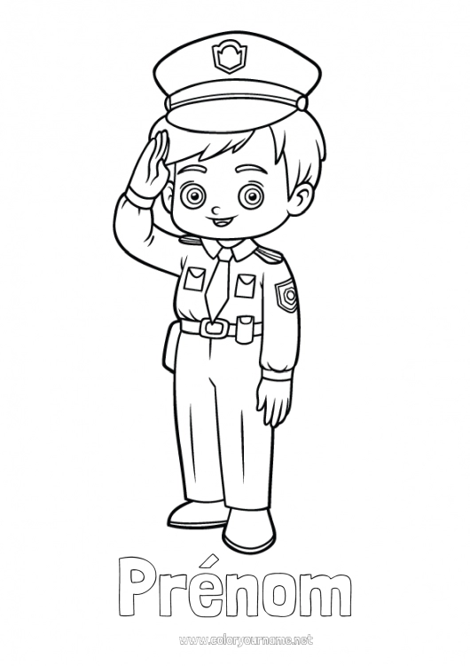 Coloriage à imprimer Police Coloriages intermédiaires Métier Policier, gendarme Métiers de la Sécurité