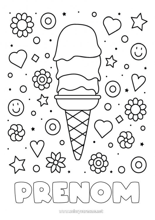 Coloriage à imprimer Été Nourriture Gourmandises, sucreries Glace