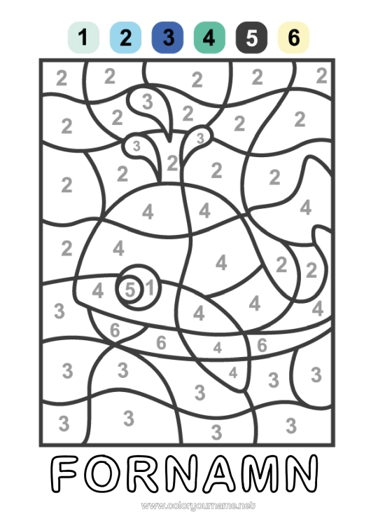 Färgläggningssida att skriva ut Siffra Sommar Val Hav Magiska målarbilder Djur Marina djur eller vattenlevande djur