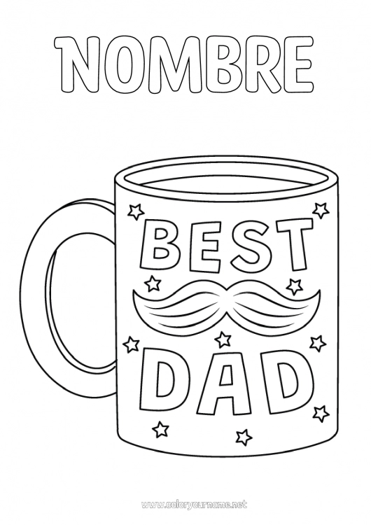 Dibujo para colorear para imprimir Papá Taza Bebidas Mejor