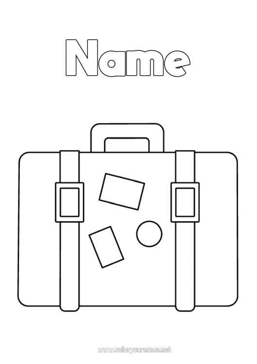 Coloring page to print Easy coloring pages Suitcases and luggage