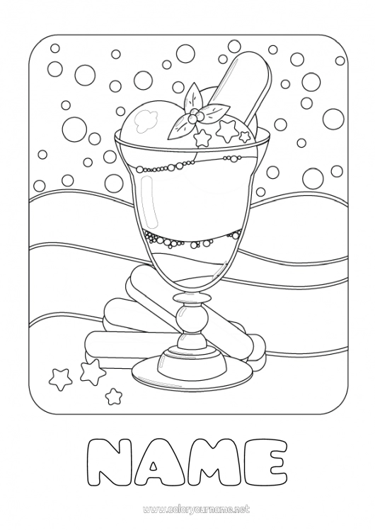 Coloring page to print Kawaii Summer Treats Ice cream Intermediate coloring pages