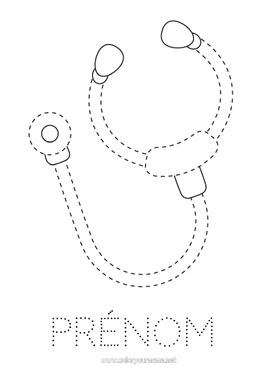 Coloriage à imprimer Docteur médecin Métiers de la santé Stéthoscope