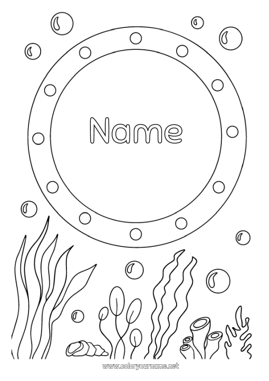 Coloring page to print Sea Vehicles Boat Decorated name Sailor Maritime vehicles Fisherman Sea jobs