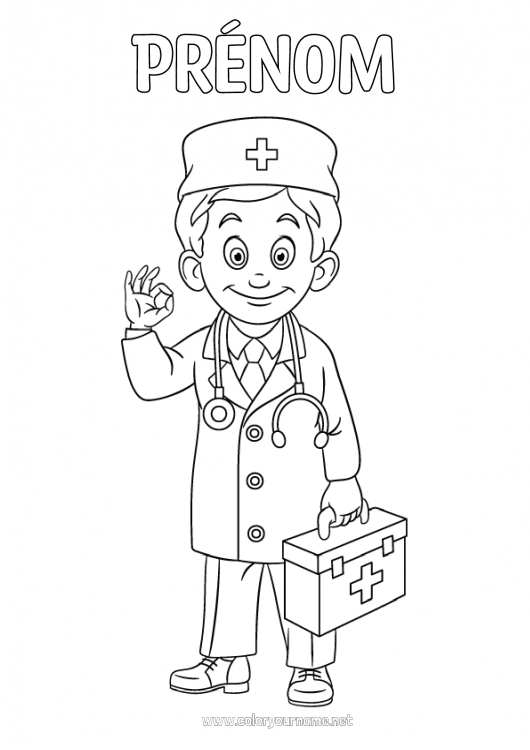 Coloriage à imprimer Docteur médecin Métiers de la santé