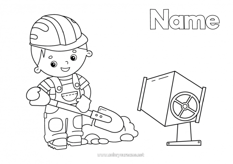 Coloring page to print Construction Jobs Mason