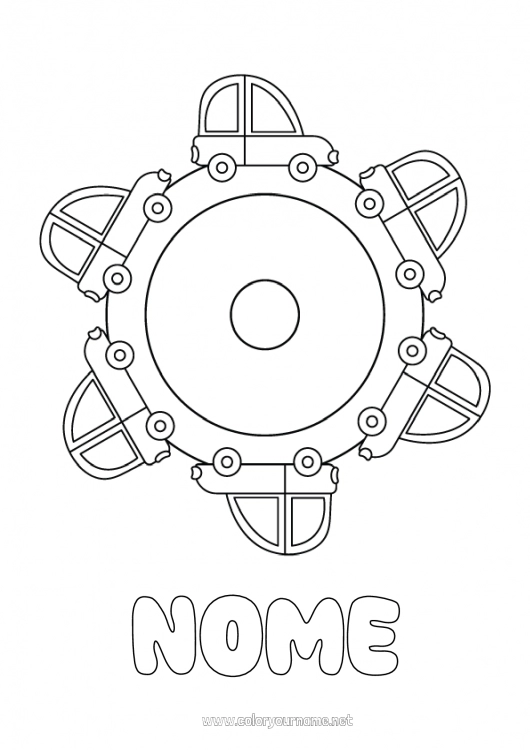 Página de desenho para imprimir Mandala Veículos Carro Desenhos para colorir fáceis Voitures, vans et camping-cars