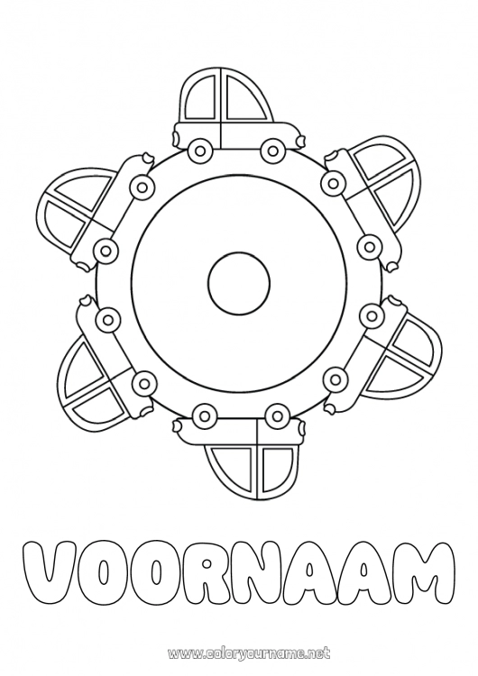 Kleurplaat om af te drukken Mandala Voertuigen Auto Eenvoudige kleurplaten Auto's, busjes en campers