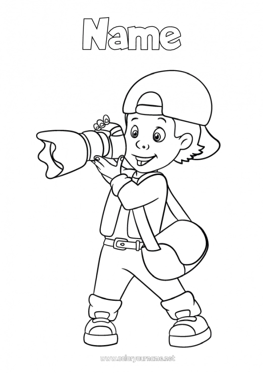 Coloring page to print Art Artistic Professions Photographer