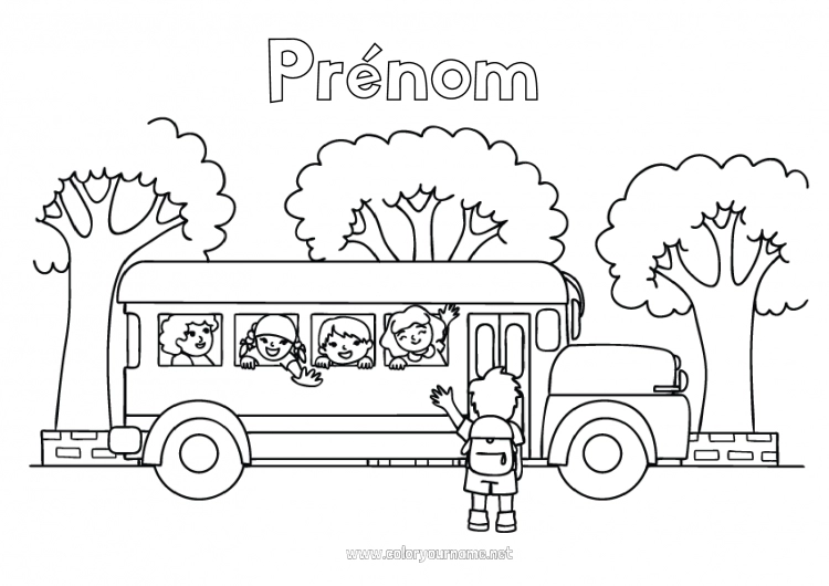 Coloriage à imprimer Véhicules Bus, car Transport en commun terrestres Rentrée scolaire