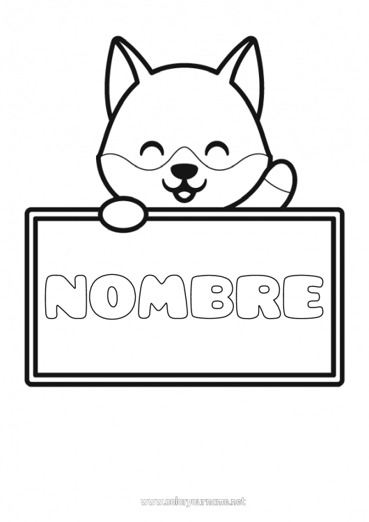 Dibujo para colorear para imprimir Lobo Lindo Kawaii Animales Dibujos fáciles para colorear Animales del bosque Firmar