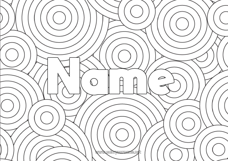 Coloring page to print Decorated name Complex coloring pages Decorative background Circle, round