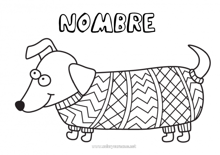 Dibujo para colorear para imprimir Perro Animales Zentangle Perros y gatos Suéter