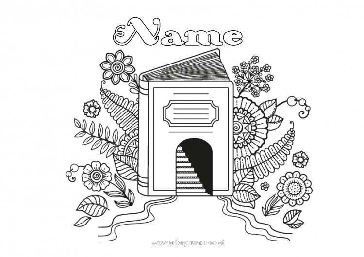 Coloring page to print Fairy tale Book Reading