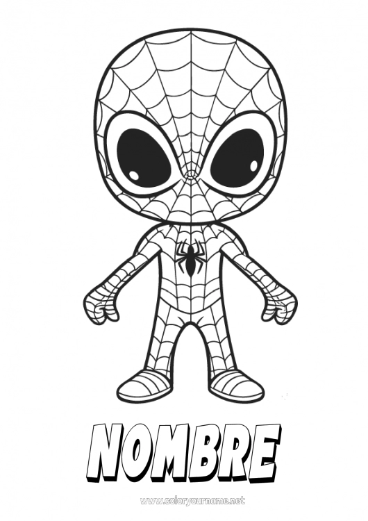 Dibujo para colorear para imprimir Araña Héroe Insectos Dibujo animado