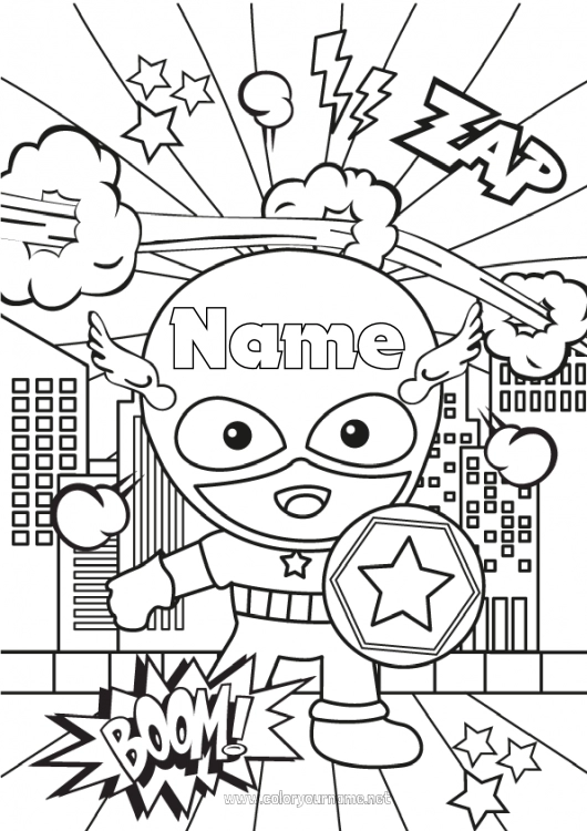 Coloring page to print Hero City ??landscape