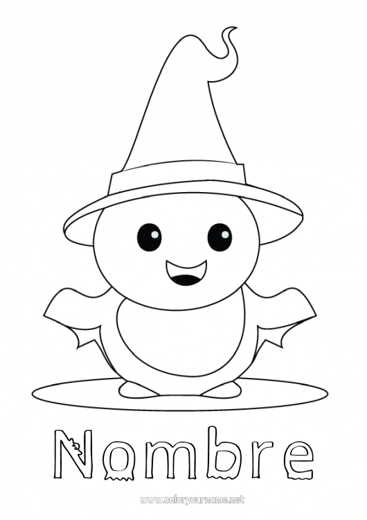 Dibujo para colorear para imprimir Fantasma Lindo Halloween Sombrero