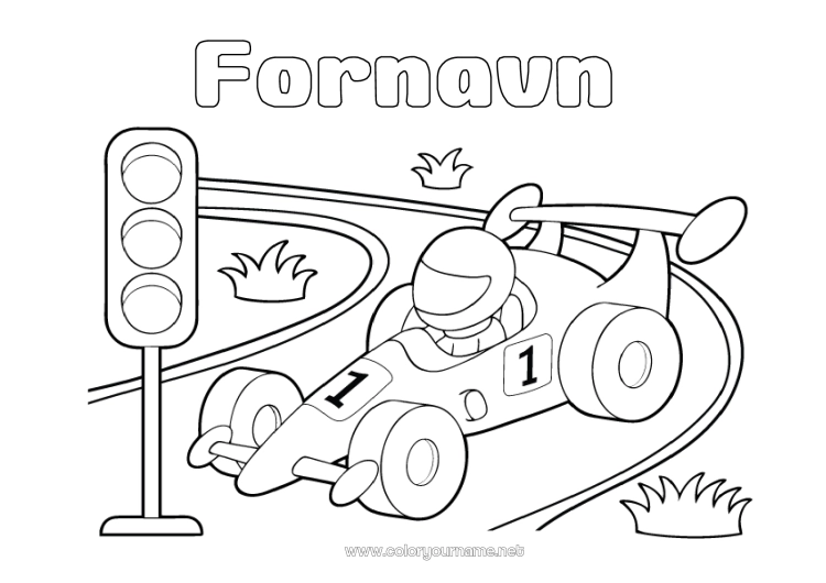 Farvelægningssiden til udskrivning Sport Køretøjer Formel 1 Kursus Racerkøretøj Racerkøretøjer og baner Motorsport