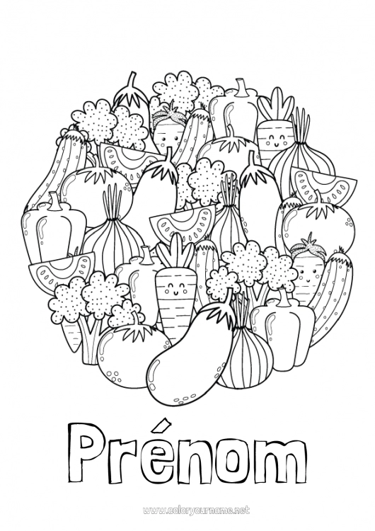 Coloriage à imprimer Citrouille Mandala Légumes Carotte