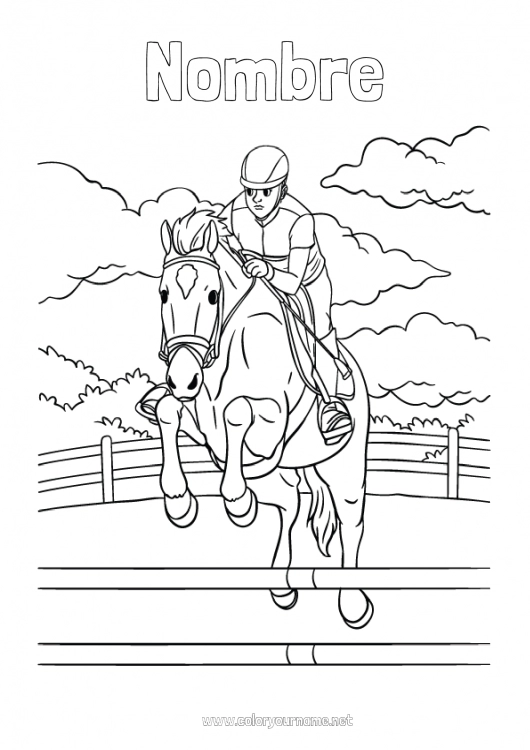 Dibujo para colorear para imprimir Sport Caballo Animales Animales de granja Otros deportes Equitación