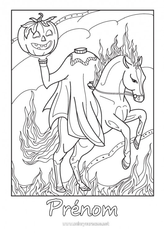 Coloriage à imprimer Citrouille Halloween Cheval Jack O'Lantern Animaux de la ferme