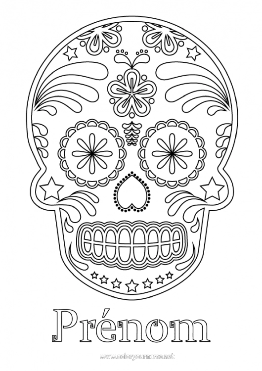 Coloriage à imprimer Crâne Día de los Muertos