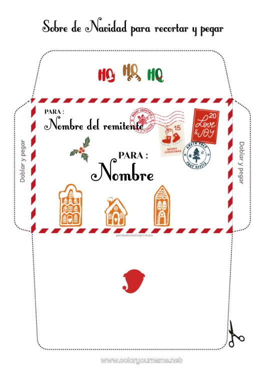 Dibujo para colorear para imprimir Elfos de navidad Cartas de elfos bromistas Actividades para niños Acebo Sobre Sobre para imprimir Viaje del duende navideño