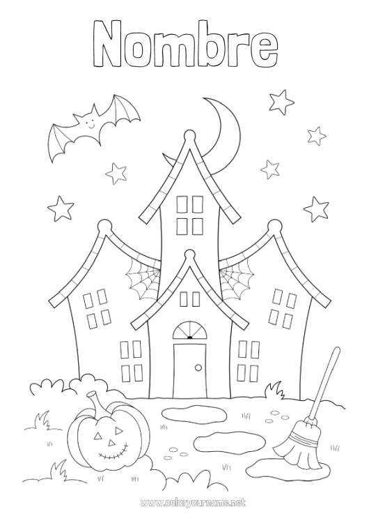 Dibujo para colorear para imprimir Halloween Manor embrujado