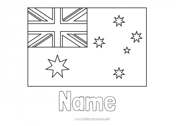 Coloring page to print Geography Flag Australia