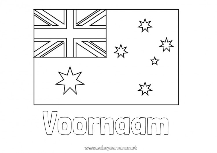 Kleurplaat om af te drukken Geografie Vlag Australië