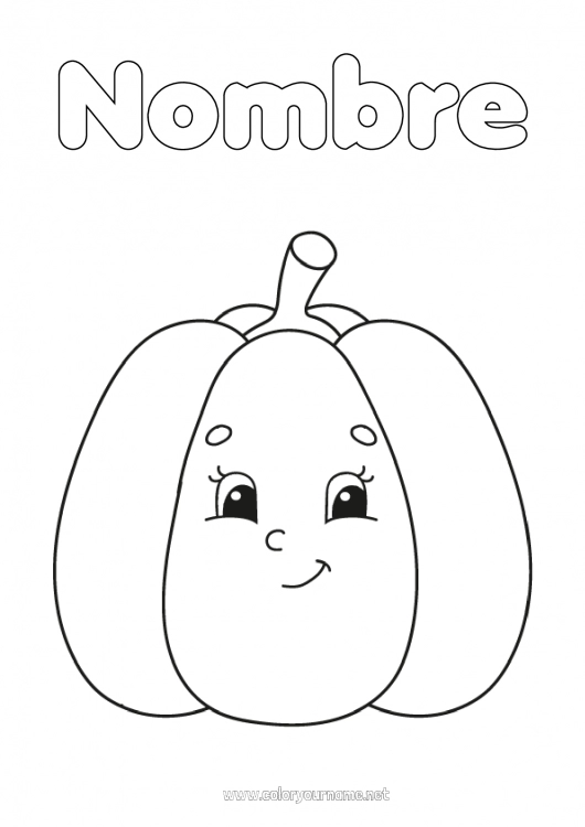 Dibujo para colorear para imprimir Calabaza Otoño Verduras Dibujos fáciles para colorear