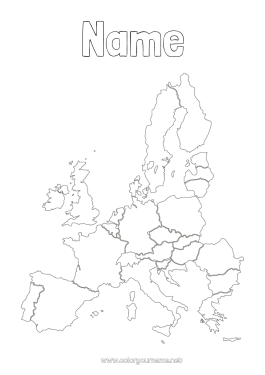 Coloring page to print Geography World Map Elf on the Shelf Trip Map of continents Germany Netherlands Elf World Tour Map