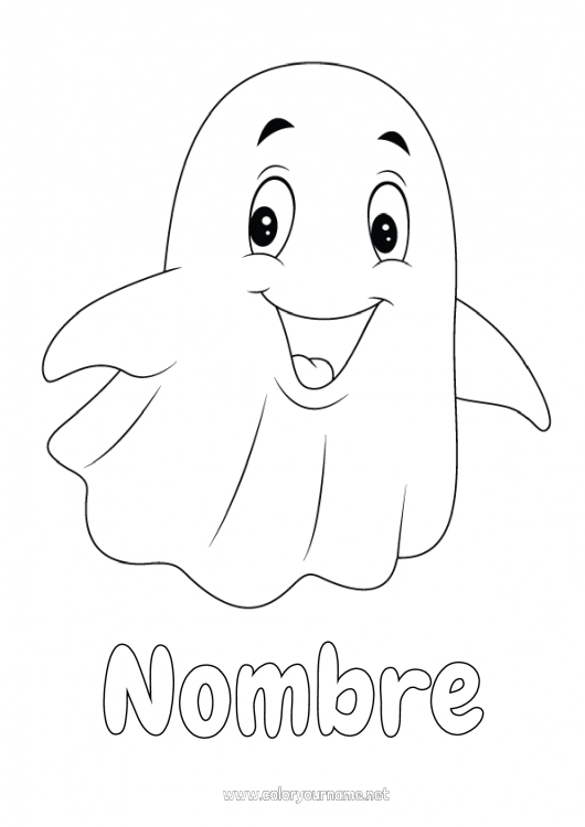 Dibujo para colorear para imprimir Fantasma Halloween Dibujos fáciles para colorear