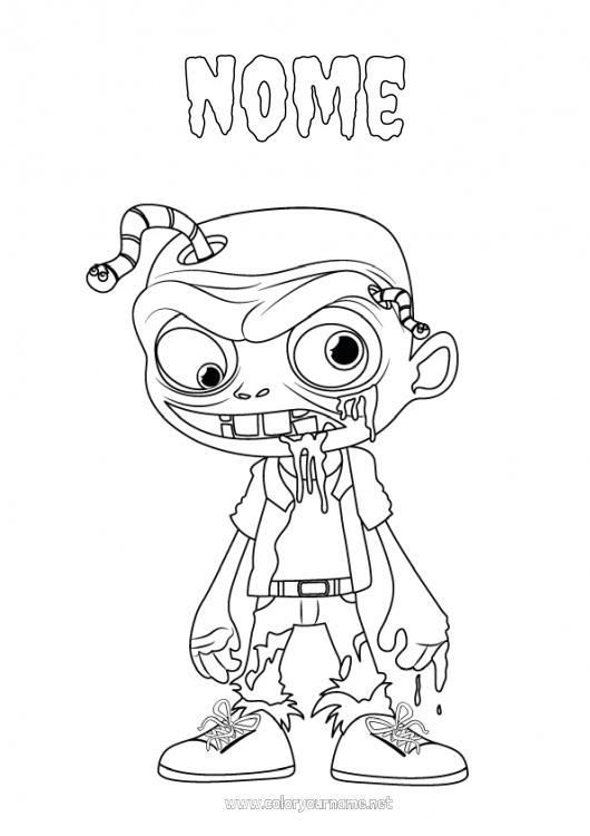 Página de desenho para imprimir Monstro Insetos Aterrorizante Verme Zumbi